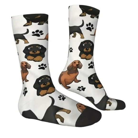 Dachshund Doxie‎ Weiner Sausage Dog Novelty Crew Tube Socks Unisex Men’s Women’s - Picture 5 of 14